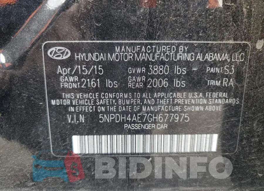 5NPDH4AE7GH677975 Photo# 12
