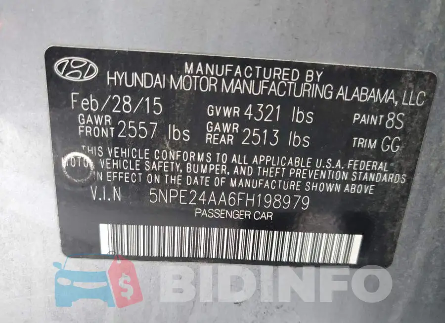 5NPE24AA6FH198979 Photo# 12