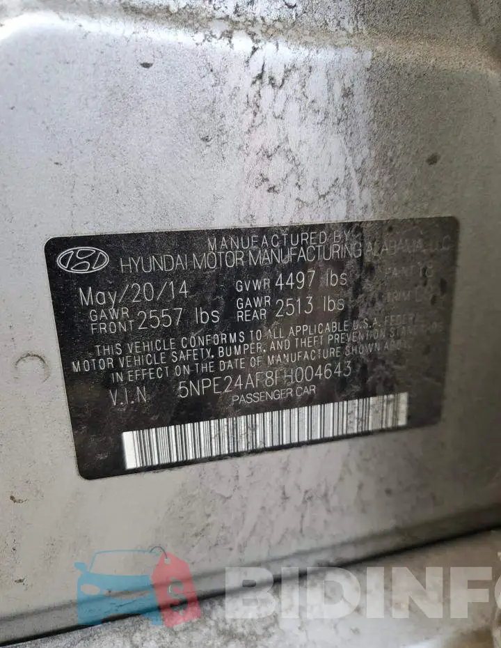 5NPE24AF8FH004643 Photo# 12