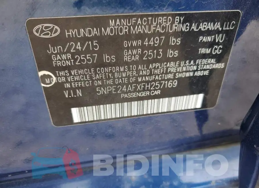 5NPE24AFXFH257169 Photo# 13