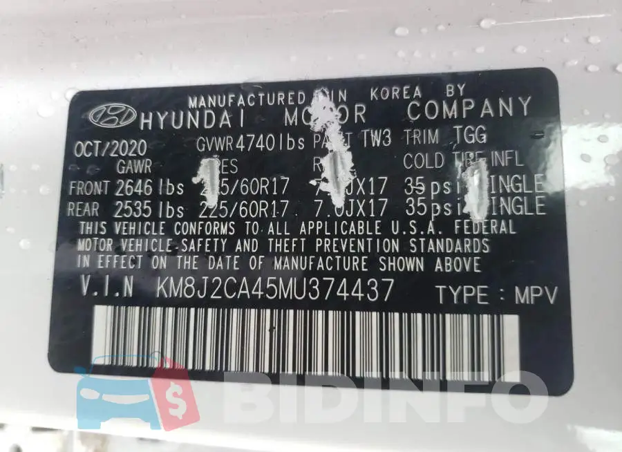 KM8J2CA45MU374437 Photo# 12