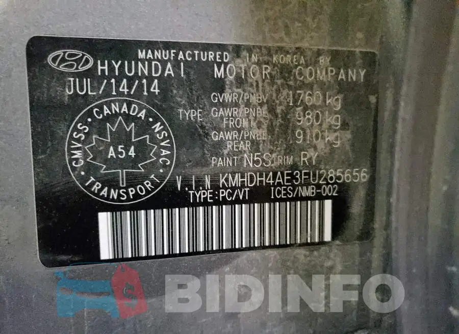 KMHDH4AE3FU285656 Photo# 12