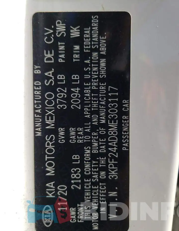3KPF24AD8ME303117 Photo# 12