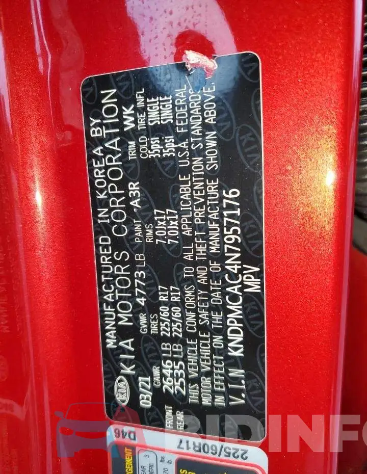 KNDPMCAC4N7957176 Photo# 13