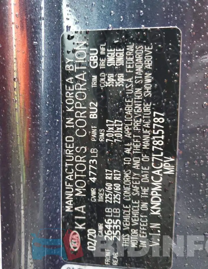 KNDPMCAC7L7815787 Photo# 14