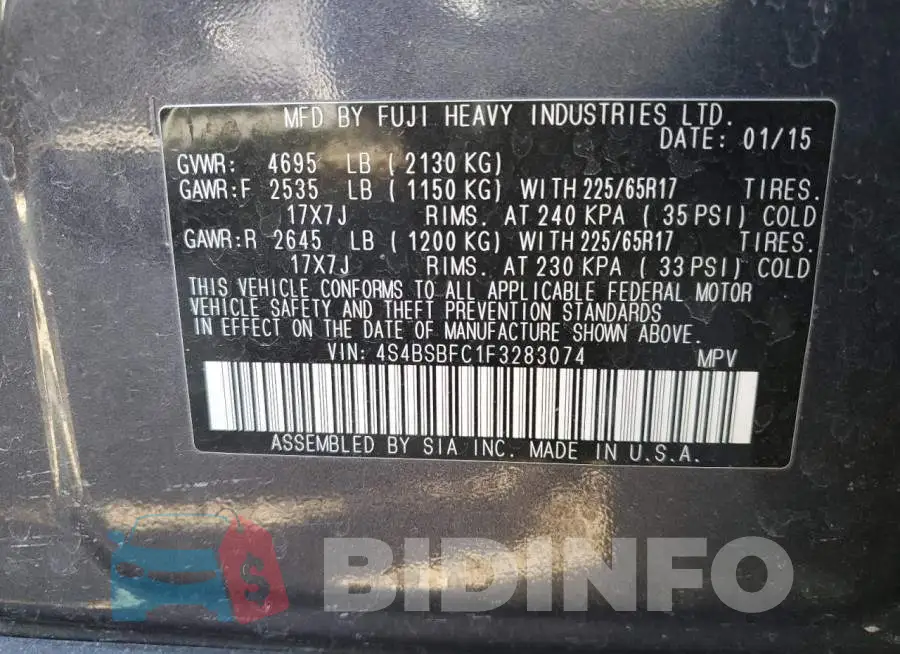 4S4BSBFC1F3283074 Photo# 13