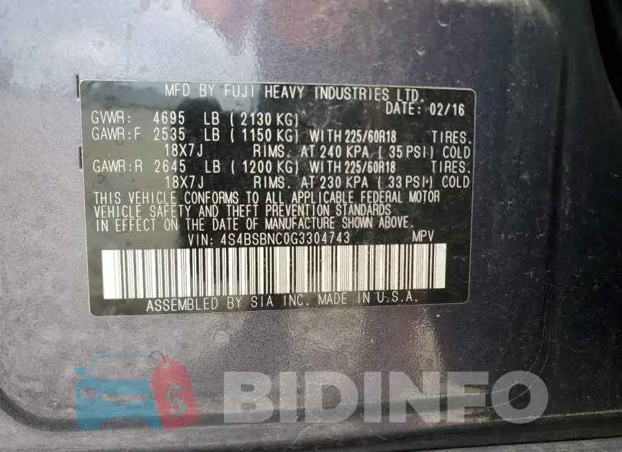 4S4BSBNC0G3304743 Photo# 12