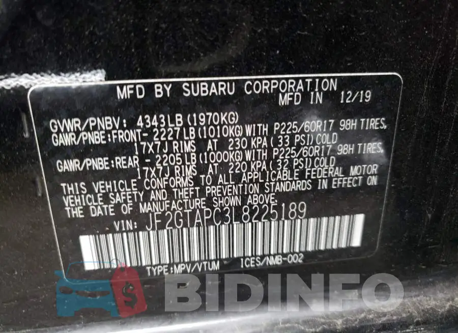 JF2GTAPC3L8225189 Photo# 14