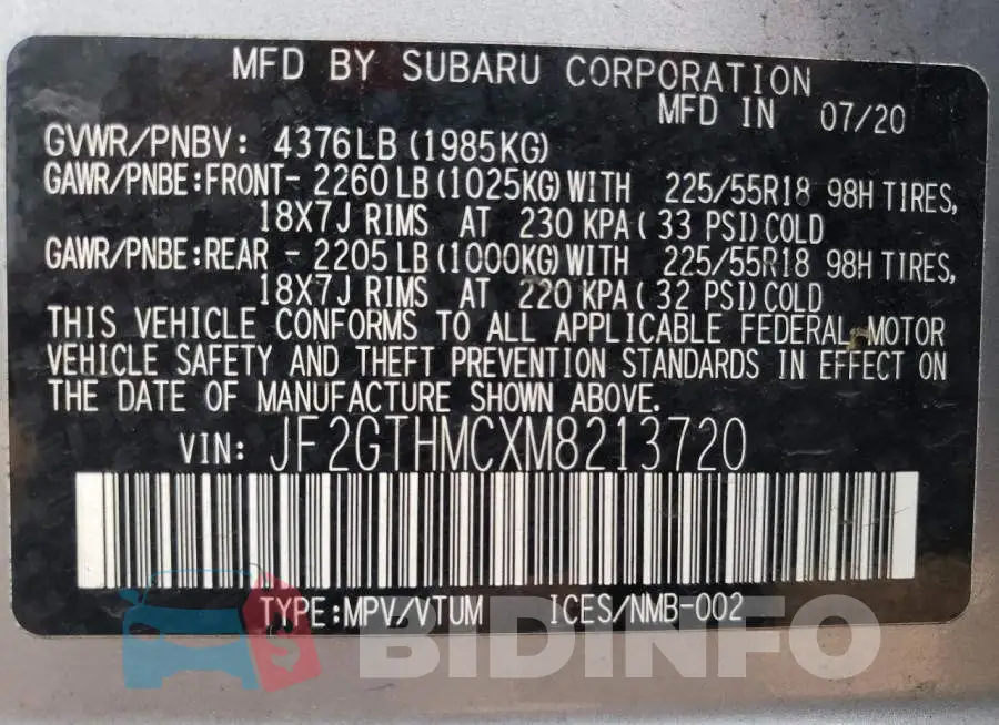 JF2GTHMCXM8213720 Photo# 13