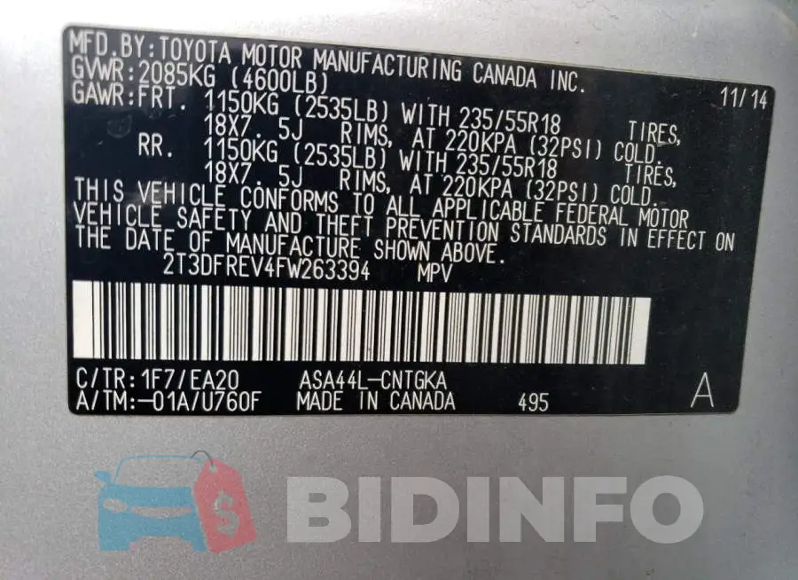 2T3DFREV4FW263394 Photo# 13