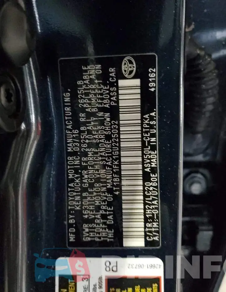 4T1BF1FK1GU225032 Photo# 12