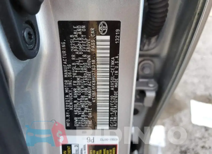 4T1BF1FK8HU276318 Photo# 12