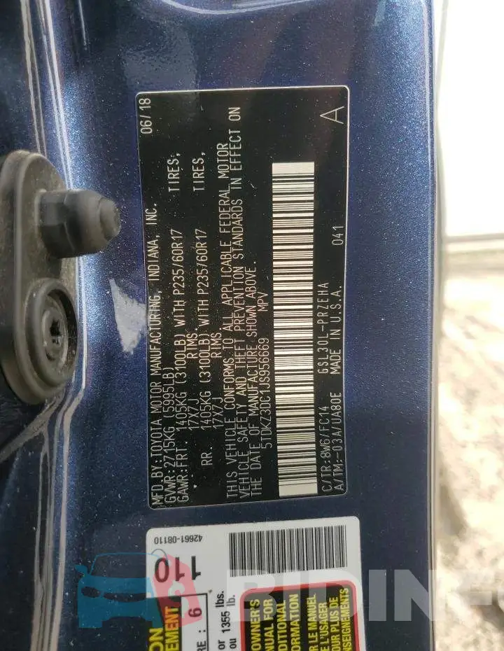5TDKZ3DC1JS956669 Photo# 13