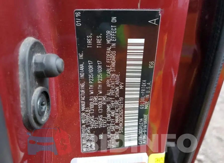 5TDYK3DC2GS702119 Photo# 13