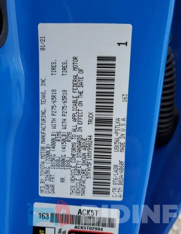 5TFHY5F1XMX998244 Photo# 13