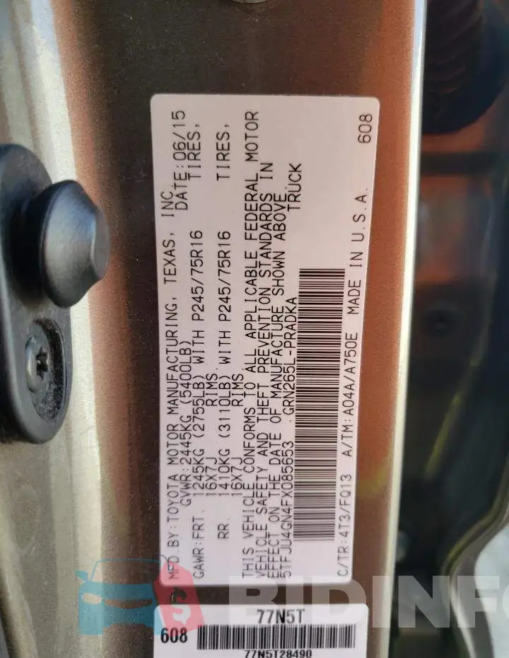 5TFJU4GN4FX085653 Photo# 12