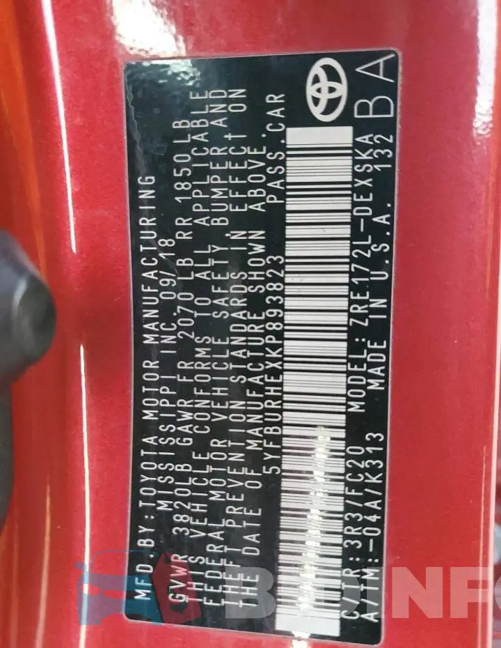 5YFBURHEXKP893823 Photo# 12