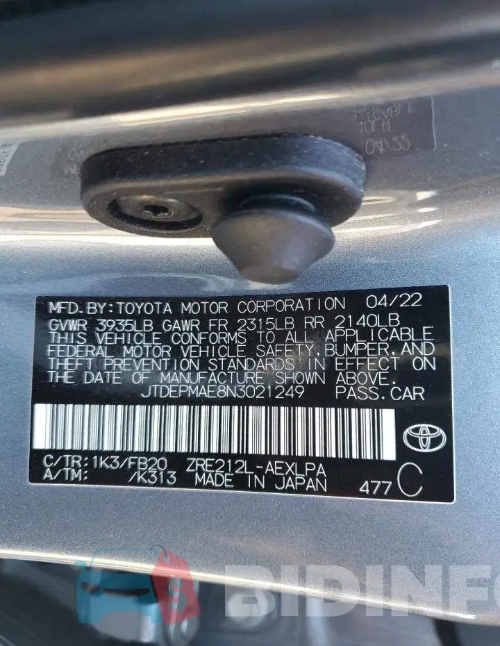 JTDEPMAE8N3021249 Photo# 13