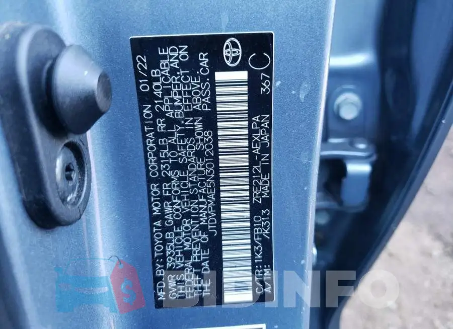JTDVPMAE5N3012038 Photo# 12