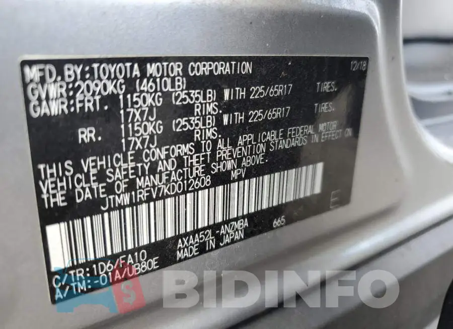 JTMW1RFV7KD012608 Photo# 14