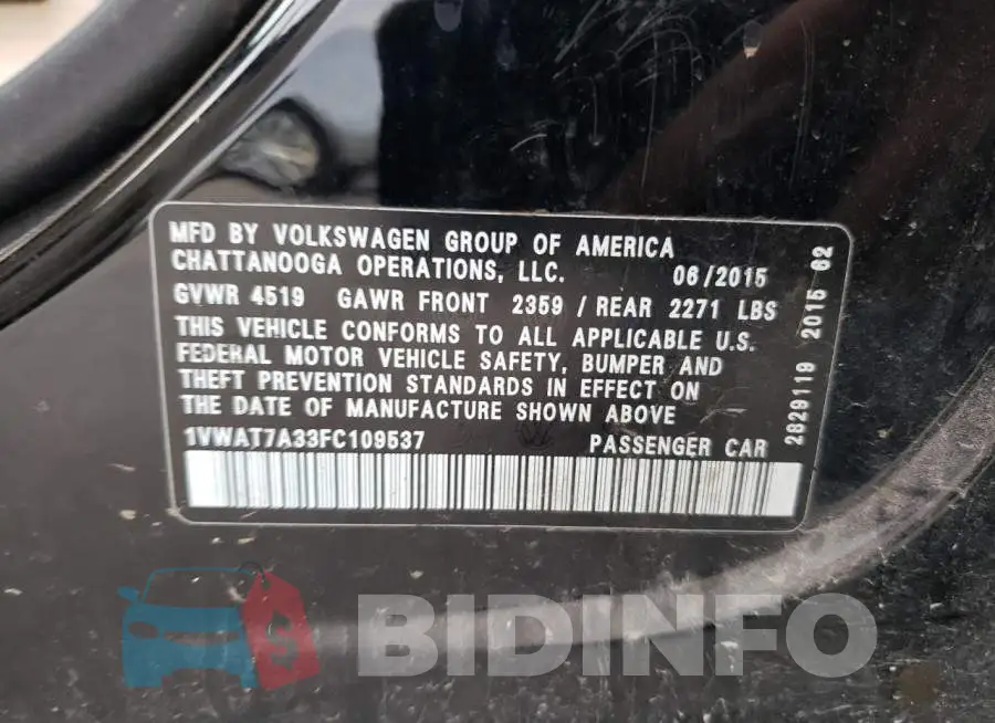 1VWAT7A33FC109537 Photo# 12