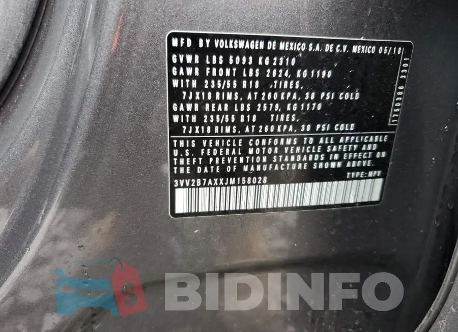 3VV2B7AXXJM158028 Photo# 14