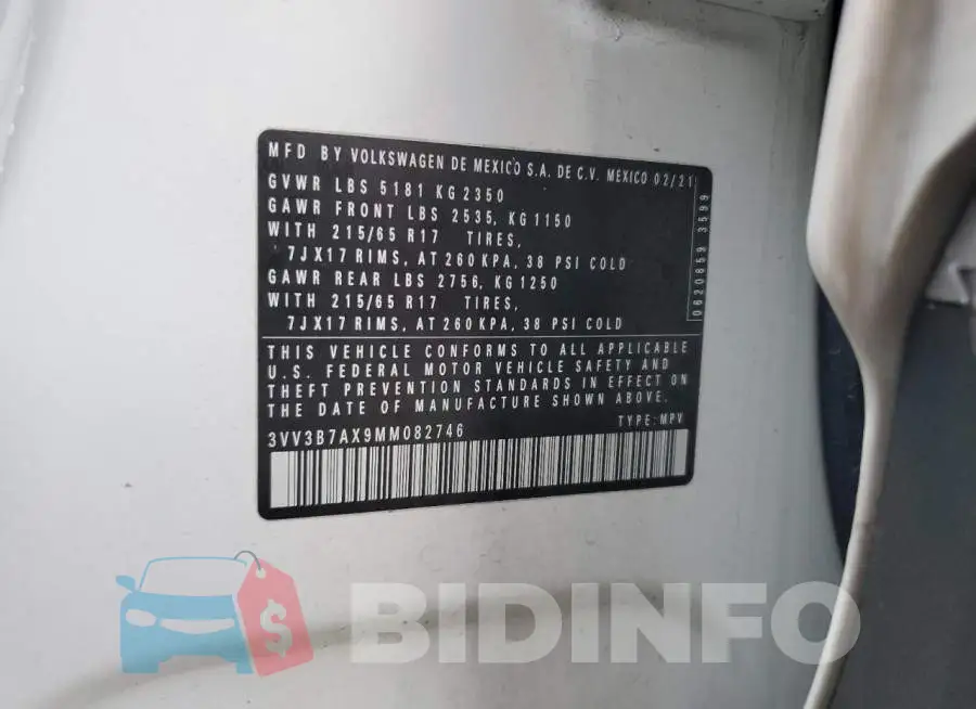 3VV3B7AX9MM082746 Photo# 13