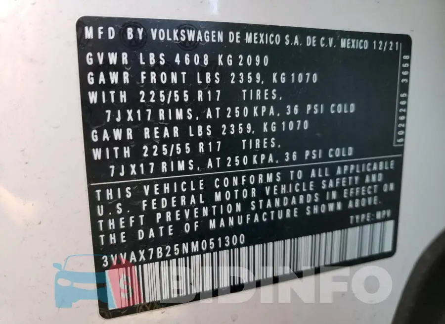 3VVAX7B25NM051300 Photo# 12