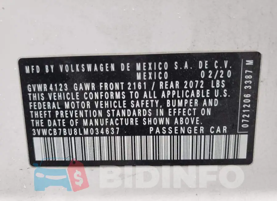 3VWCB7BU8LM034637 Photo# 13