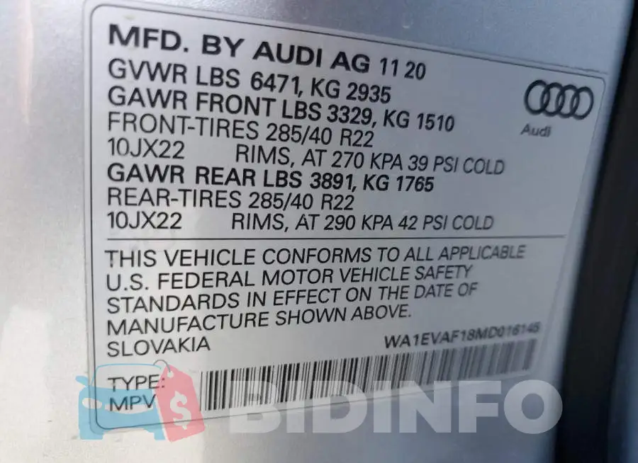 WA1EVAF18MD016145 Photo# 13