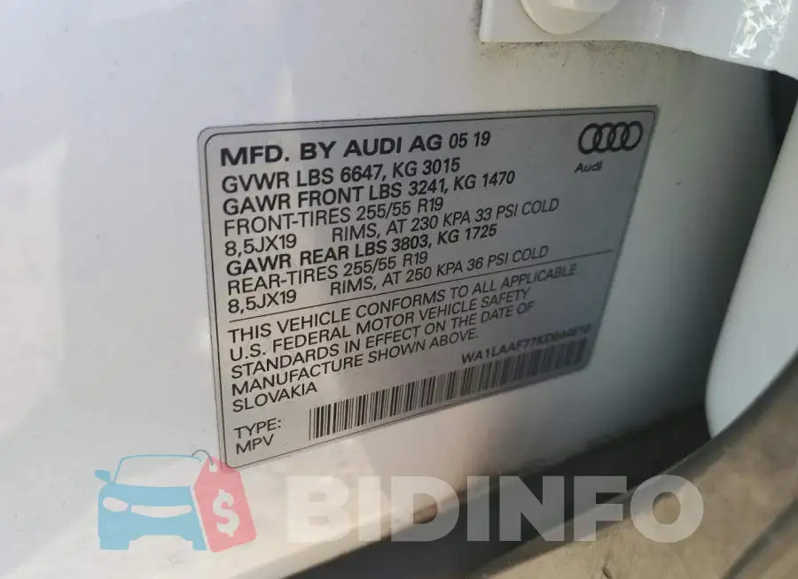 WA1LAAF77KD044510 Photo# 13