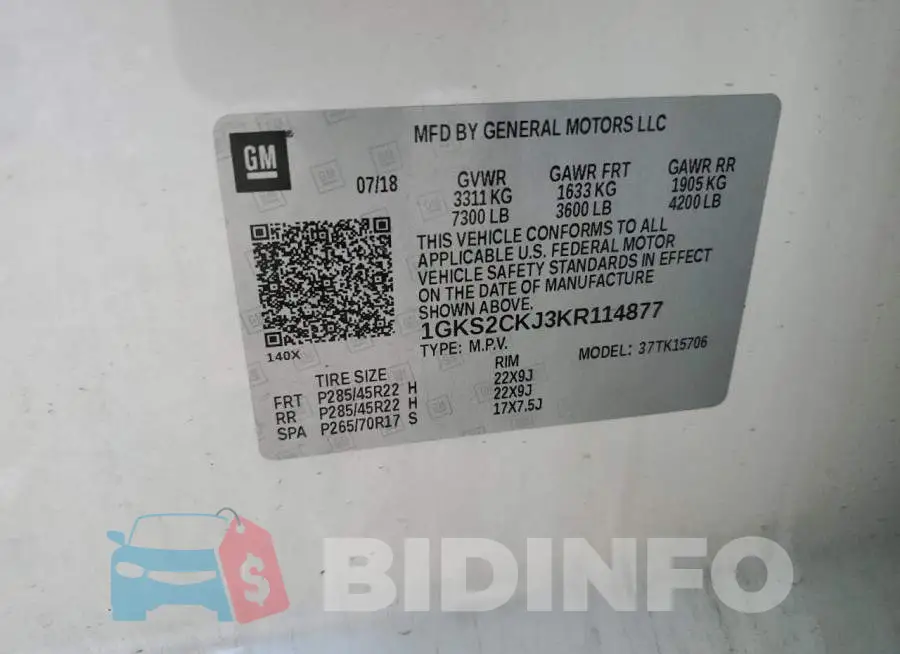 1GKS2CKJ3KR114877 Photo# 12