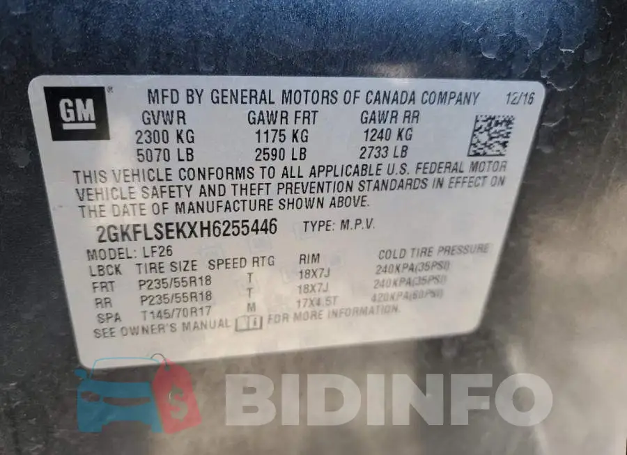 2GKFLSEKXH6255446 Photo# 12