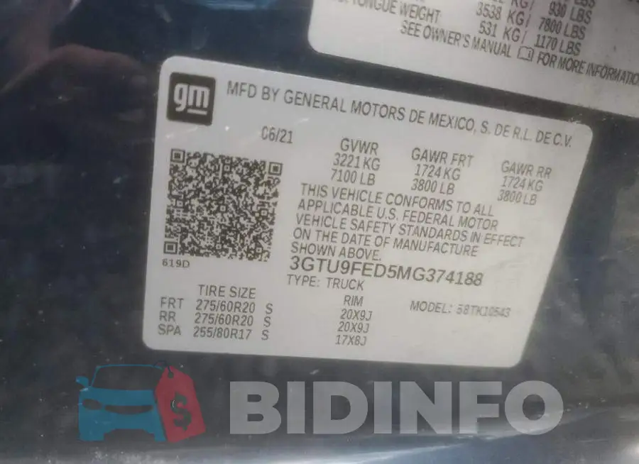 3GTU9FED5MG374188 Photo# 12