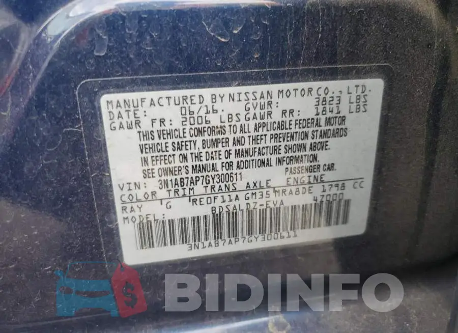 3N1AB7AP7GY300611 Photo# 12