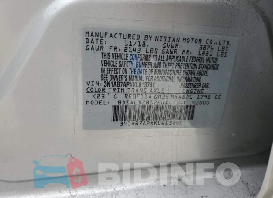 3N1AB7APXKL613741 Photo# 12