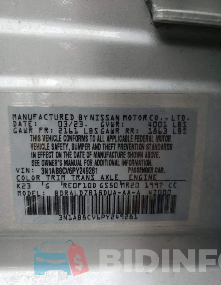 3N1AB8CV6PY249281 Photo# 12