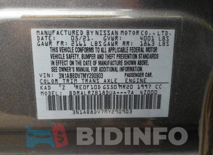 3N1AB8DV7MY290903 Photo# 13