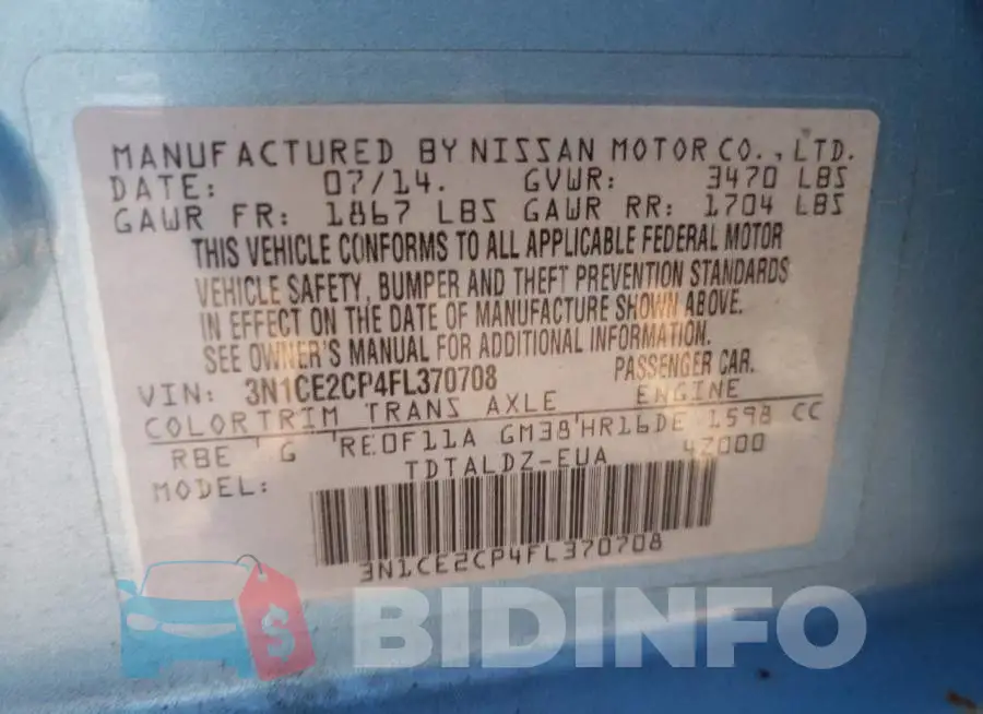 3N1CE2CP4FL370708 Photo# 13