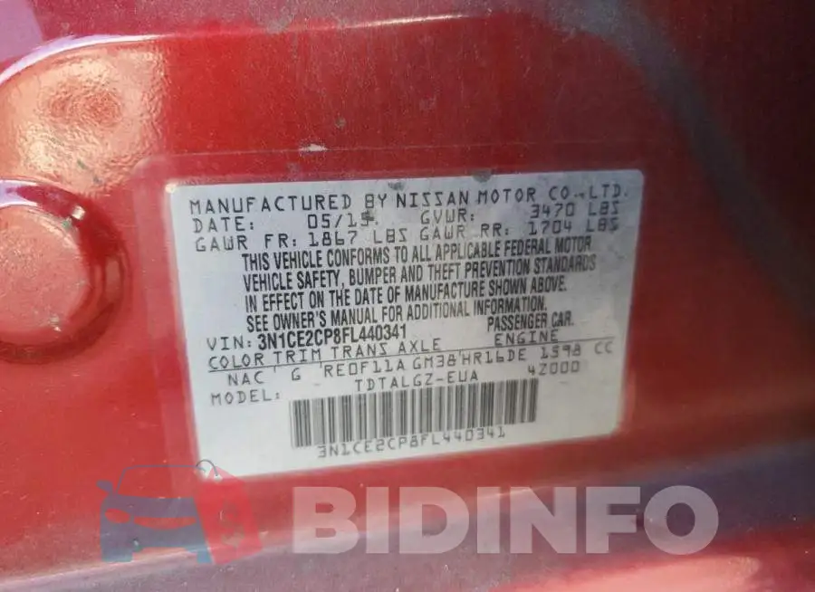 3N1CE2CP8FL440341 Photo# 13