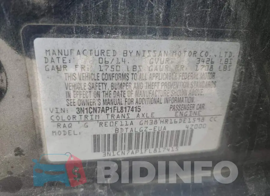 3N1CN7AP1FL817415 Photo# 12
