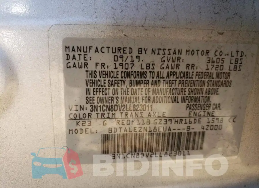 3N1CN8DV2LL823011 Photo# 12