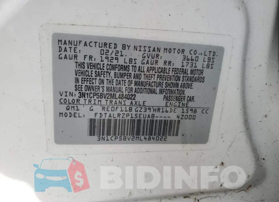 3N1CP5BV2ML484022 Photo# 12