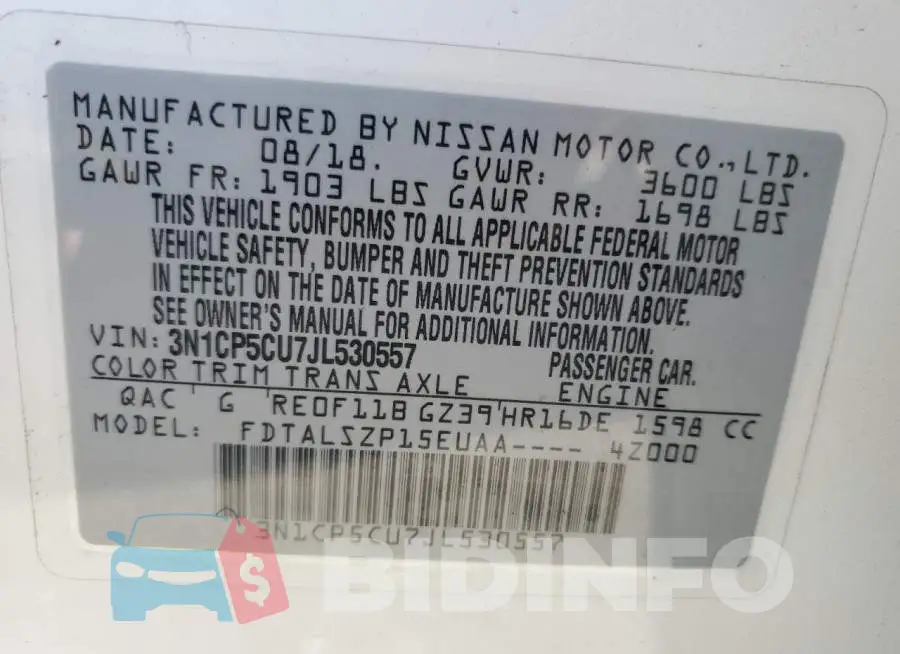 3N1CP5CU7JL530557 Photo# 12