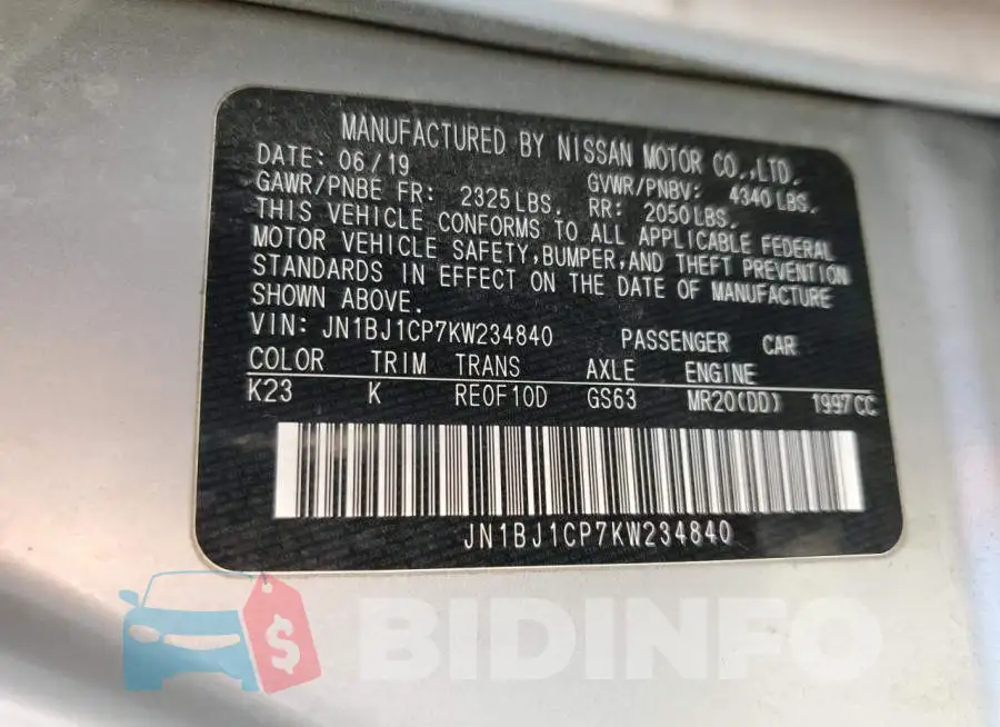 JN1BJ1CP7KW234840 Photo# 14