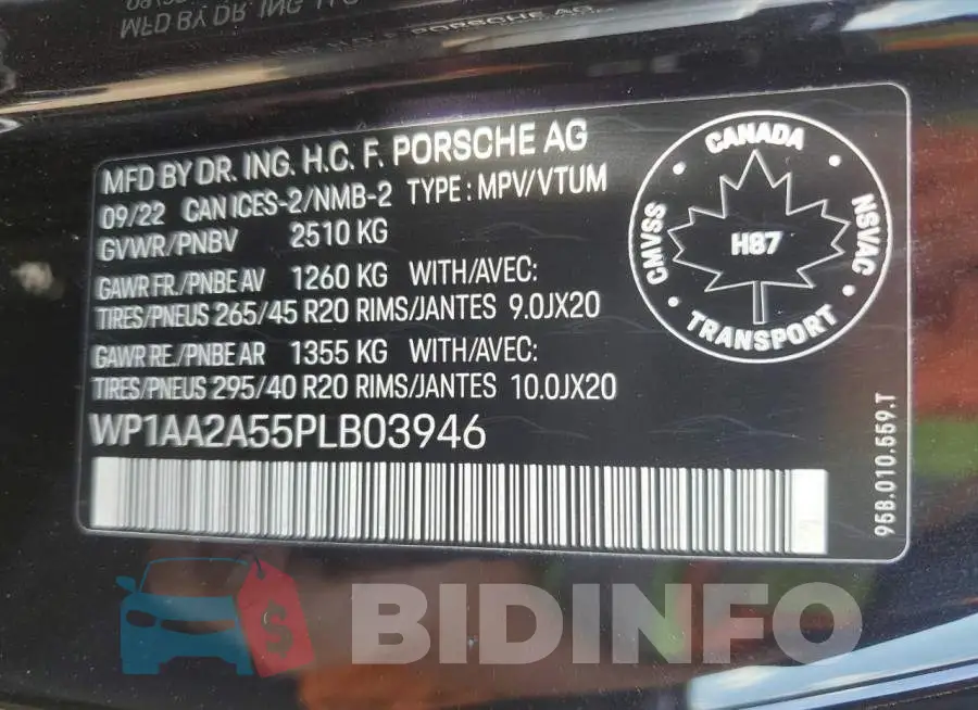 WP1AA2A55PLB03946 Photo# 13