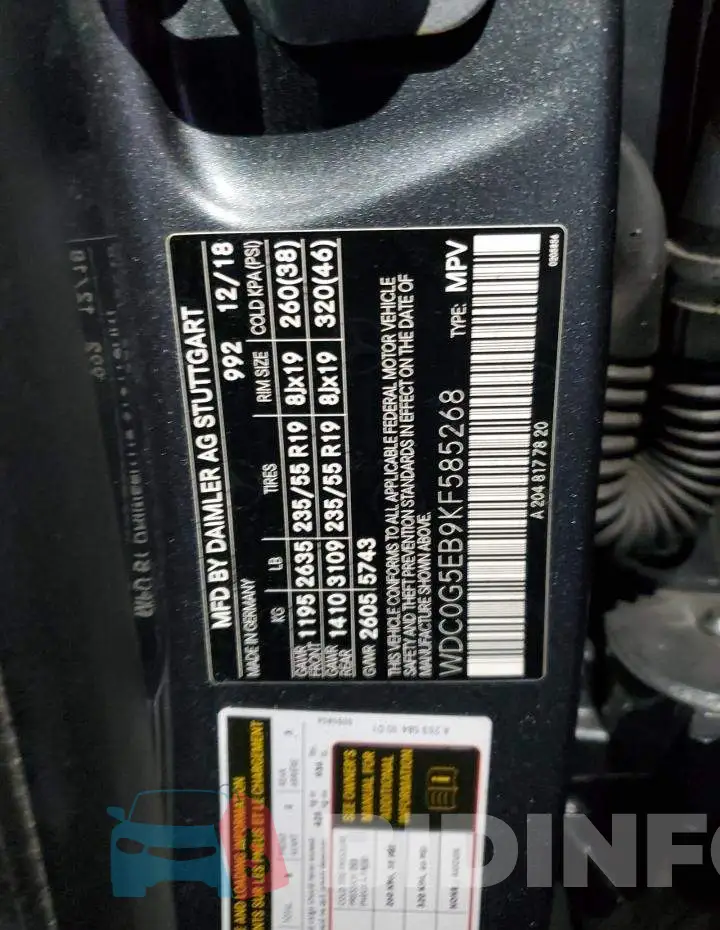 WDC0G5EB9KF585268 Photo# 12