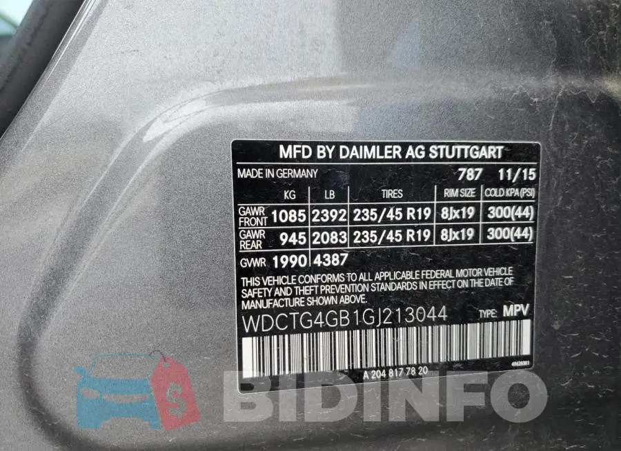WDCTG4GB1GJ213044 Photo# 13