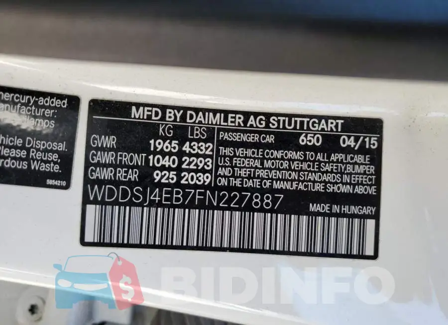 WDDSJ4EB7FN227887 Photo# 12