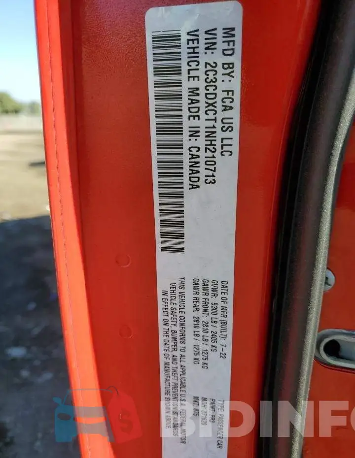 2C3CDXCT1NH210713 Photo# 12